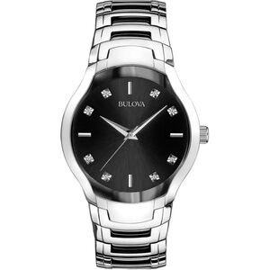 Bulova-Men's Diamond Accent Stainless Steel Bracelet Watch 39mm #96D117 NWT